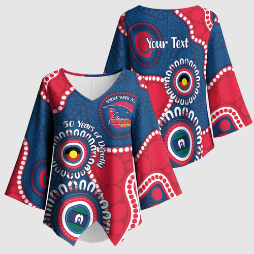 Adelaide Crows NAIDOC 2026 Personalised Kimono Sleeve Blouse 50 Years of Deadly Aboriginal Art