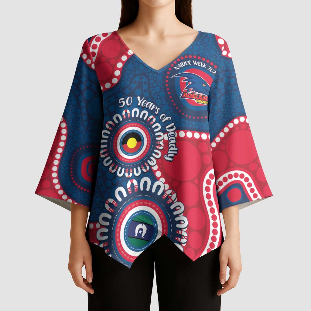 Adelaide Crows NAIDOC 2026 Personalised Kimono Sleeve Blouse 50 Years of Deadly Aboriginal Art