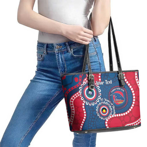 Adelaide Crows NAIDOC 2026 Personalised Leather Tote Bag 50 Years of Deadly Aboriginal Art