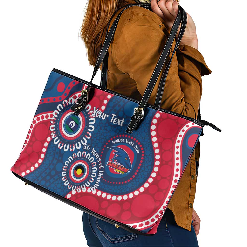 Adelaide Crows NAIDOC 2026 Personalised Leather Tote Bag 50 Years of Deadly Aboriginal Art