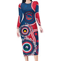 Adelaide Crows NAIDOC 2026 Personalised Long Sleeve Bodycon Dress 50 Years of Deadly Aboriginal Art