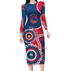 Adelaide Crows NAIDOC 2026 Personalised Long Sleeve Bodycon Dress 50 Years of Deadly Aboriginal Art