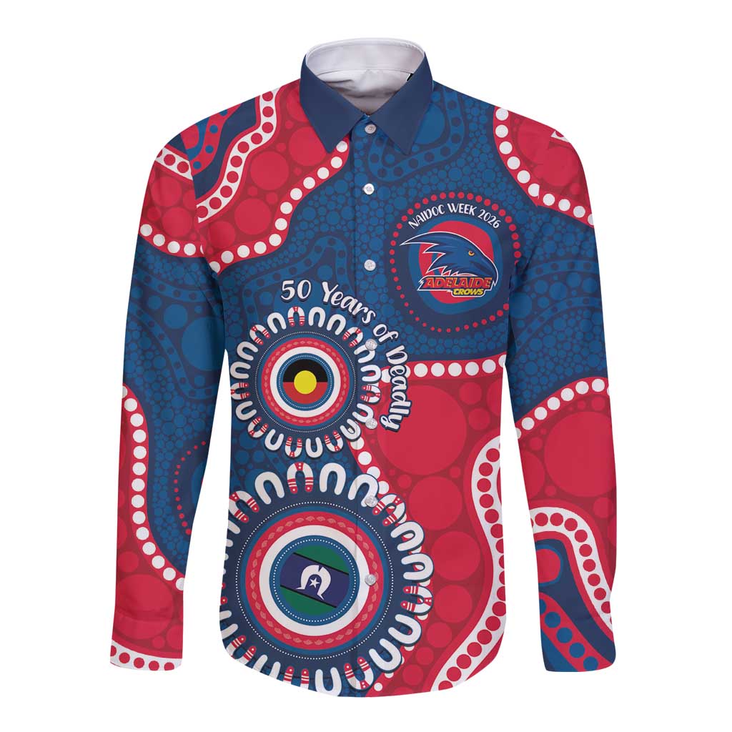 Adelaide Crows NAIDOC 2026 Personalised Long Sleeve Button Shirt 50 Years of Deadly Aboriginal Art