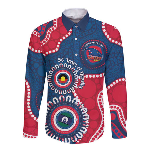 Adelaide Crows NAIDOC 2026 Personalised Long Sleeve Button Shirt 50 Years of Deadly Aboriginal Art