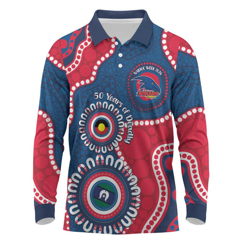 Adelaide Crows NAIDOC 2026 Personalised Long Sleeve Polo Shirt 50 Years of Deadly Aboriginal Art