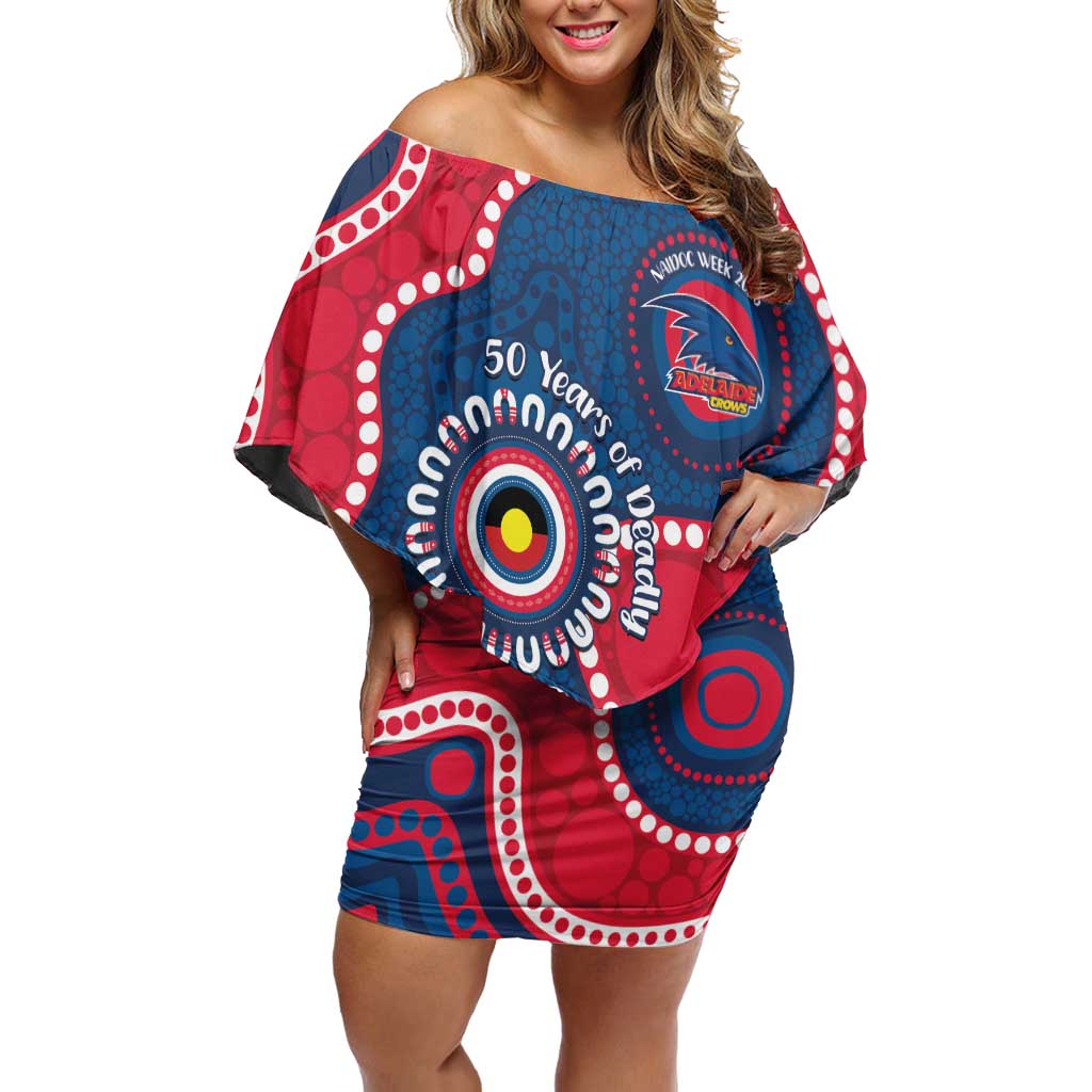 Adelaide Crows NAIDOC 2026 Personalised Off Shoulder Short Dress 50 Years of Deadly Aboriginal Art