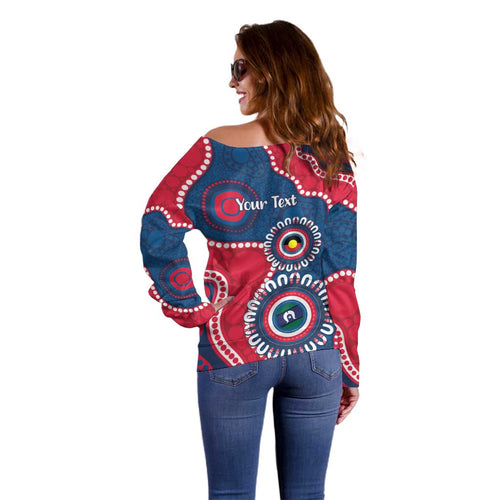 Adelaide Crows NAIDOC 2026 Personalised Off Shoulder Sweater 50 Years of Deadly Aboriginal Art