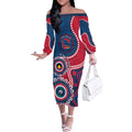 Adelaide Crows NAIDOC 2026 Personalised Off The Shoulder Long Sleeve Dress 50 Years of Deadly Aboriginal Art