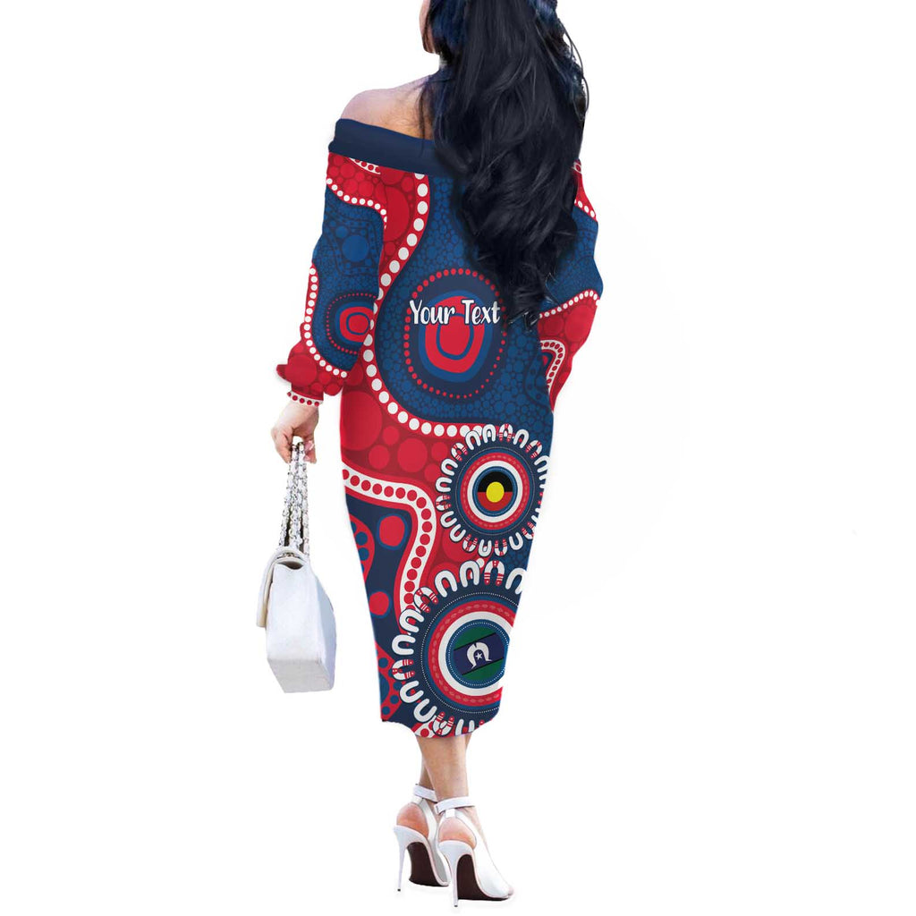 Adelaide Crows NAIDOC 2026 Personalised Off The Shoulder Long Sleeve Dress 50 Years of Deadly Aboriginal Art