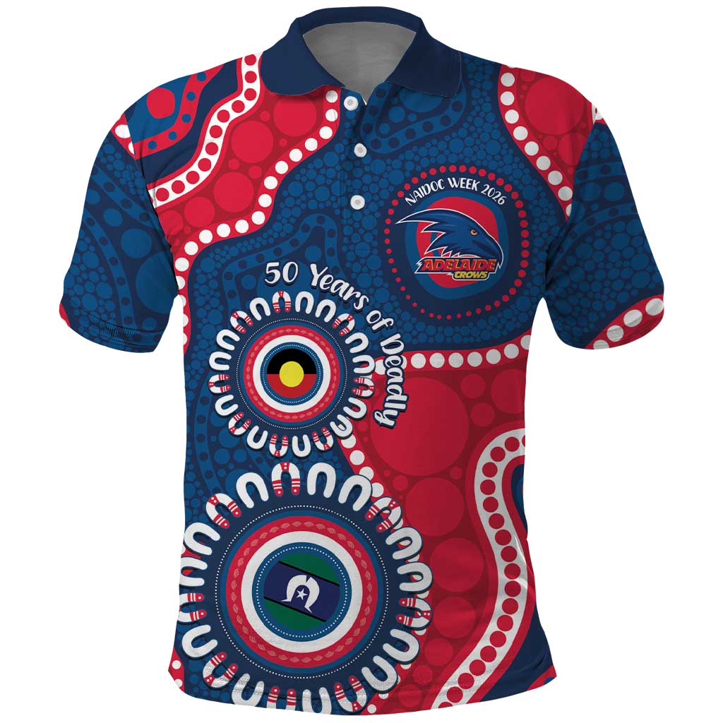 Adelaide Crows NAIDOC 2026 Personalised Polo Shirt 50 Years of Deadly Aboriginal Art