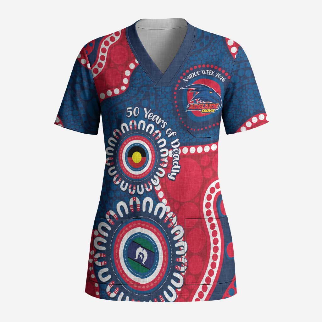 Adelaide Crows NAIDOC 2026 Personalised Scrub Top 50 Years of Deadly Aboriginal Art