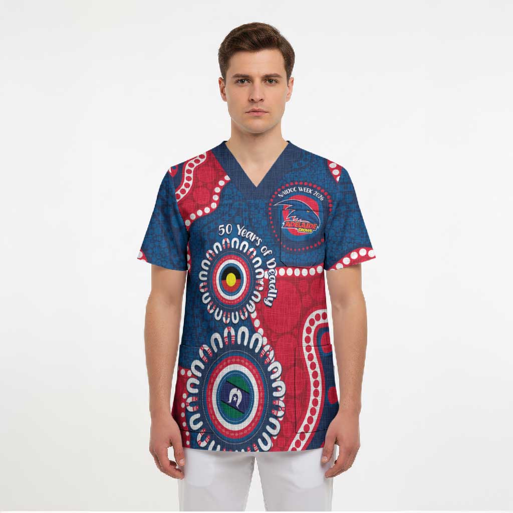 Adelaide Crows NAIDOC 2026 Personalised Scrub Top 50 Years of Deadly Aboriginal Art