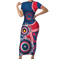 Adelaide Crows NAIDOC 2026 Personalised Short Sleeve Bodycon Dress 50 Years of Deadly Aboriginal Art