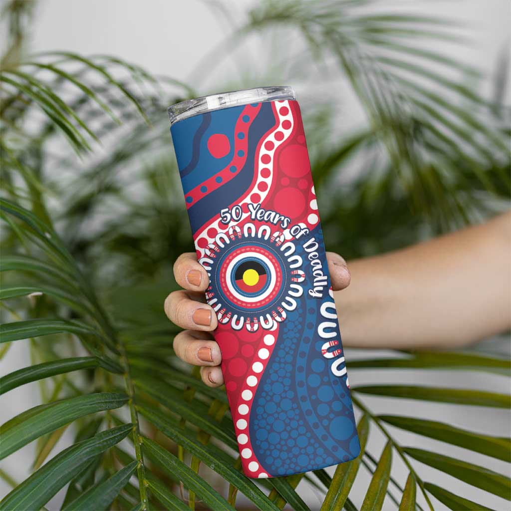 Adelaide Crows NAIDOC 2026 Personalised Skinny Tumbler 50 Years of Deadly Aboriginal Art