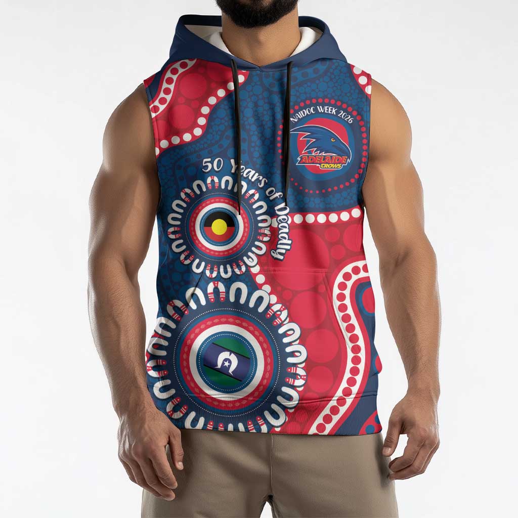 Adelaide Crows NAIDOC 2026 Personalised Sleeveless Hoodie 50 Years of Deadly Aboriginal Art