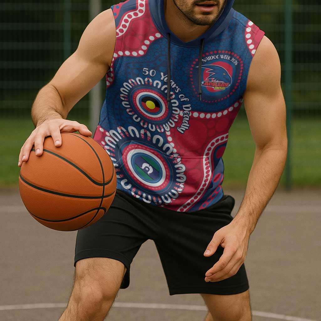 Adelaide Crows NAIDOC 2026 Personalised Sleeveless Hoodie 50 Years of Deadly Aboriginal Art