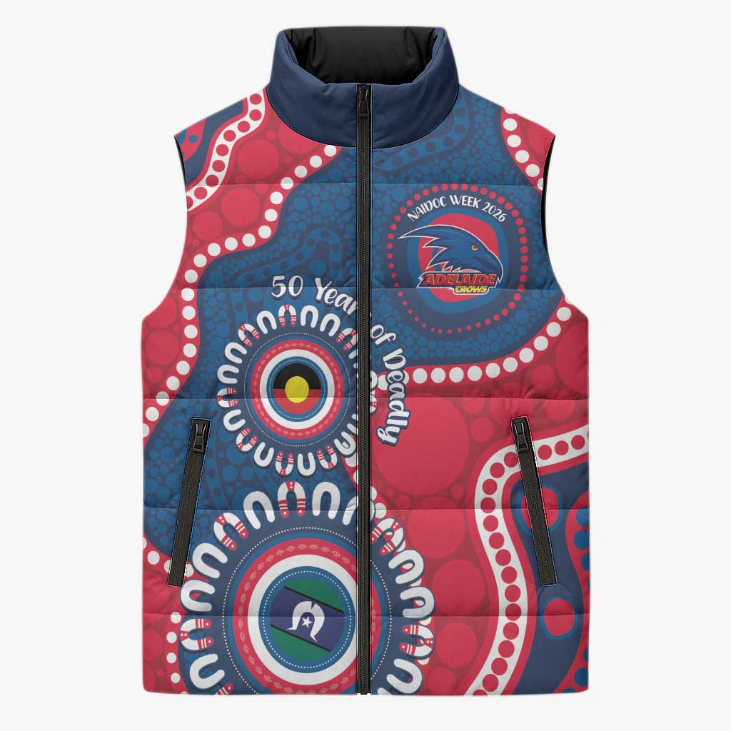 Adelaide Crows NAIDOC 2026 Personalised Sleeveless Puffer Jacket 50 Years of Deadly Aboriginal Art