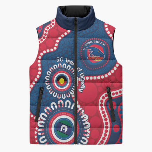 Adelaide Crows NAIDOC 2026 Personalised Sleeveless Puffer Jacket 50 Years of Deadly Aboriginal Art