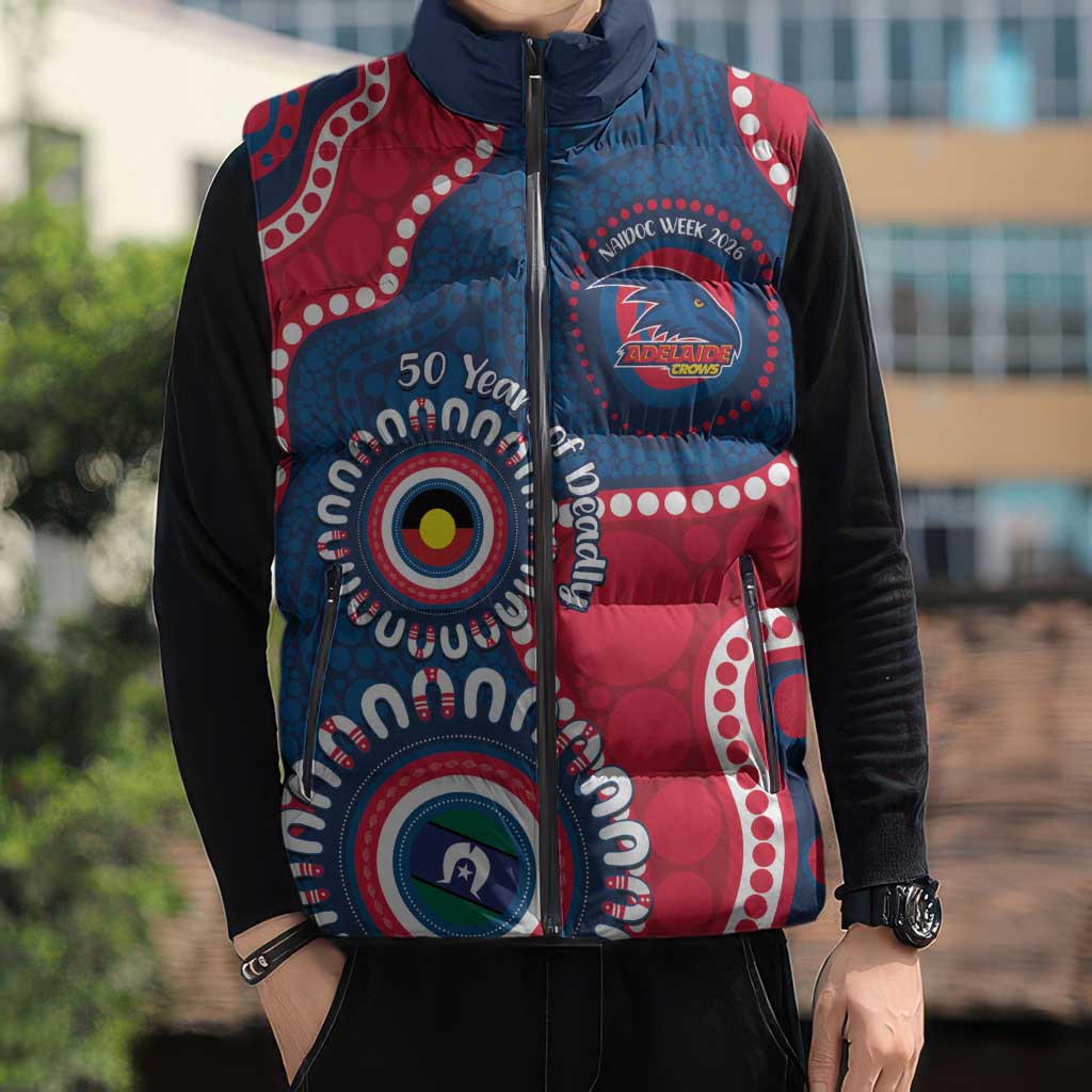 Adelaide Crows NAIDOC 2026 Personalised Sleeveless Puffer Jacket 50 Years of Deadly Aboriginal Art