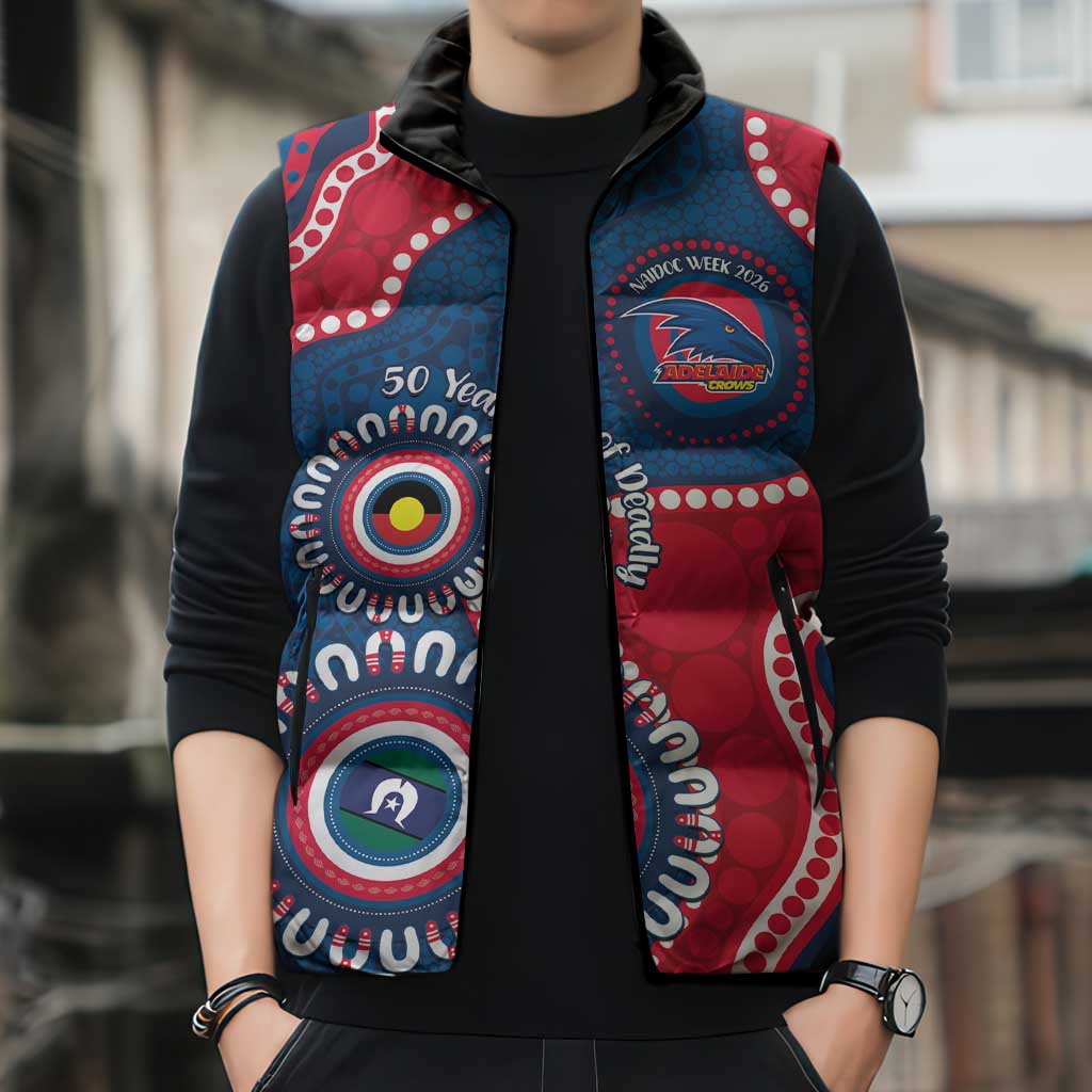 Adelaide Crows NAIDOC 2026 Personalised Sleeveless Puffer Jacket 50 Years of Deadly Aboriginal Art