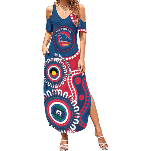 Adelaide Crows NAIDOC 2026 Personalised Summer Maxi Dress 50 Years of Deadly Aboriginal Art