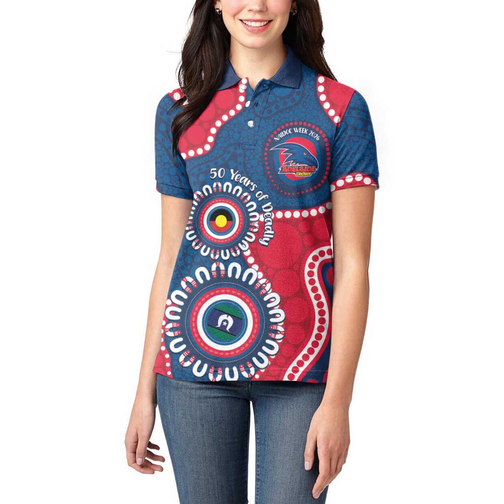 Adelaide Crows NAIDOC 2026 Personalised Women Polo Shirt 50 Years of Deadly Aboriginal Art