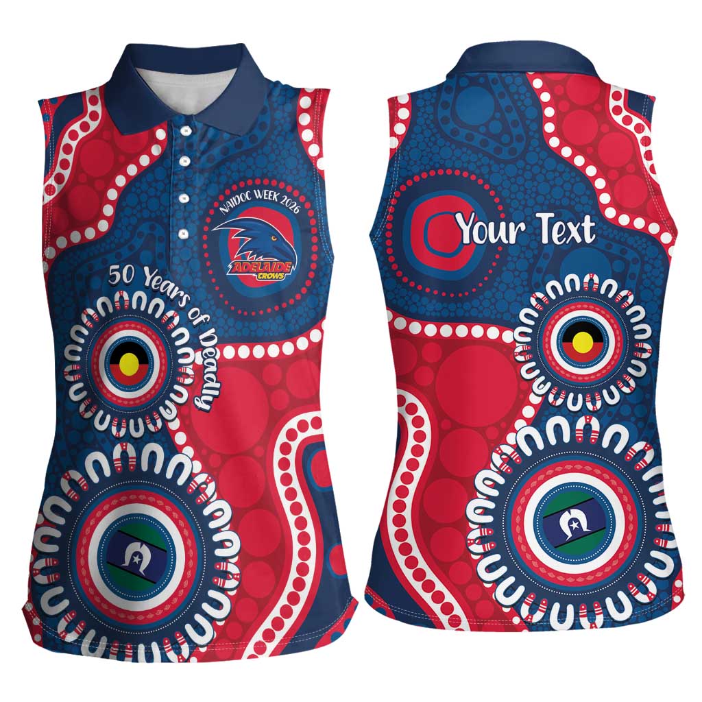 Adelaide Crows NAIDOC 2026 Personalised Women Sleeveless Polo Shirt 50 Years of Deadly Aboriginal Art