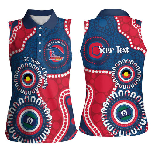 Adelaide Crows NAIDOC 2026 Personalised Women Sleeveless Polo Shirt 50 Years of Deadly Aboriginal Art
