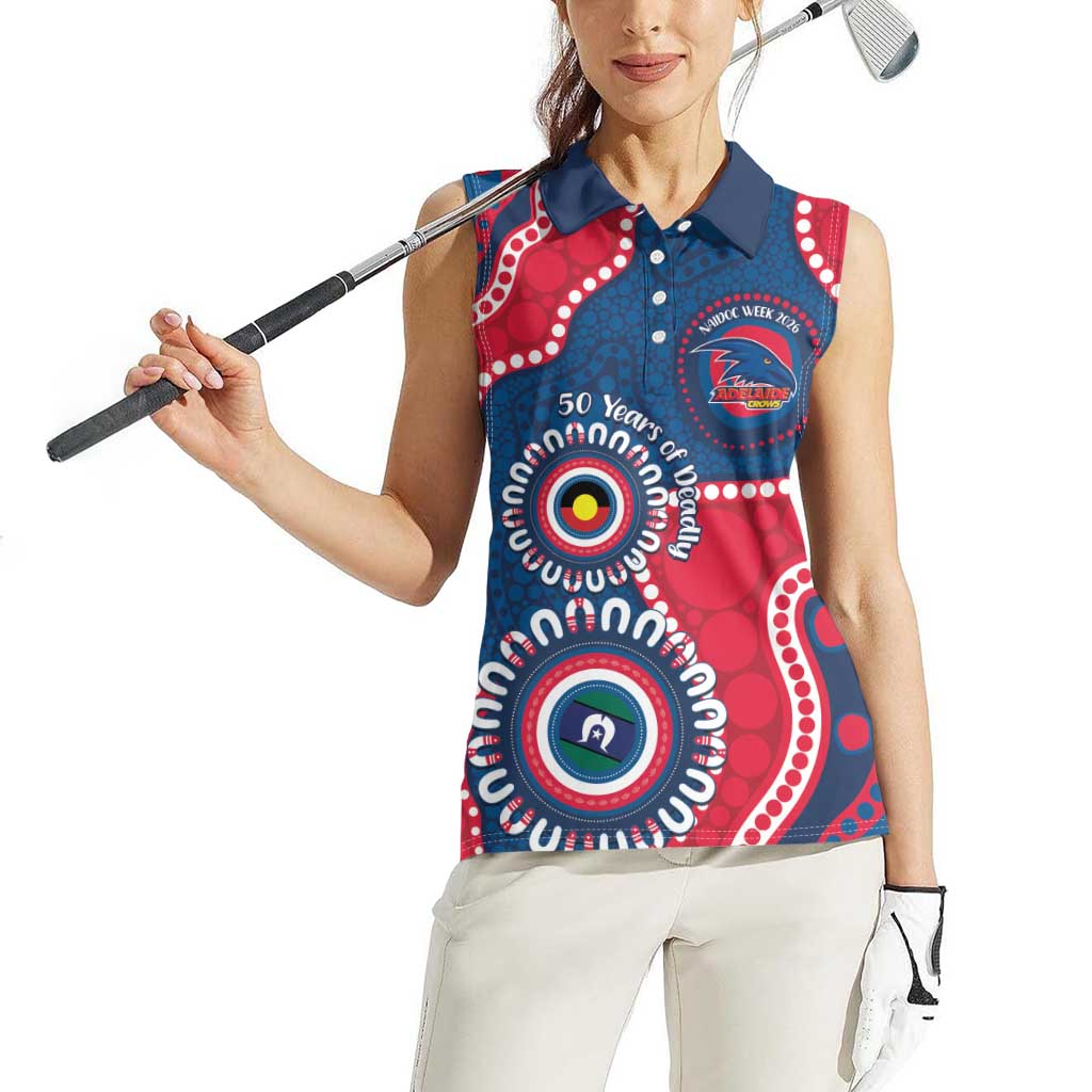 Adelaide Crows NAIDOC 2026 Personalised Women Sleeveless Polo Shirt 50 Years of Deadly Aboriginal Art