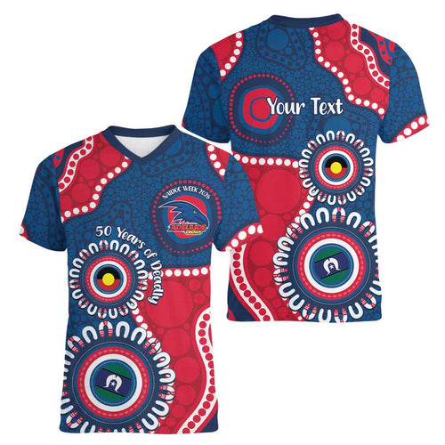 Adelaide Crows NAIDOC 2026 Personalised Women V-Neck T-Shirt 50 Years of Deadly Aboriginal Art