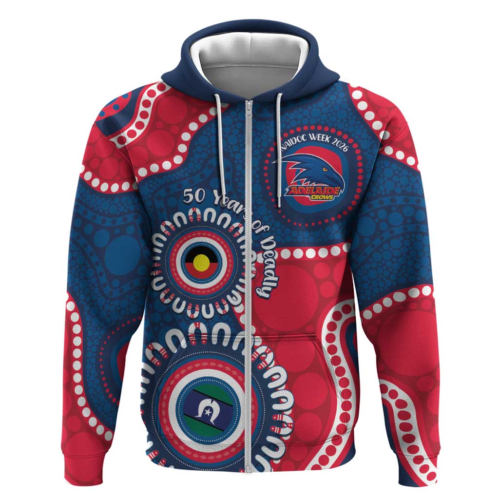 Adelaide Crows NAIDOC 2026 Personalised Zip Hoodie 50 Years of Deadly Aboriginal Art