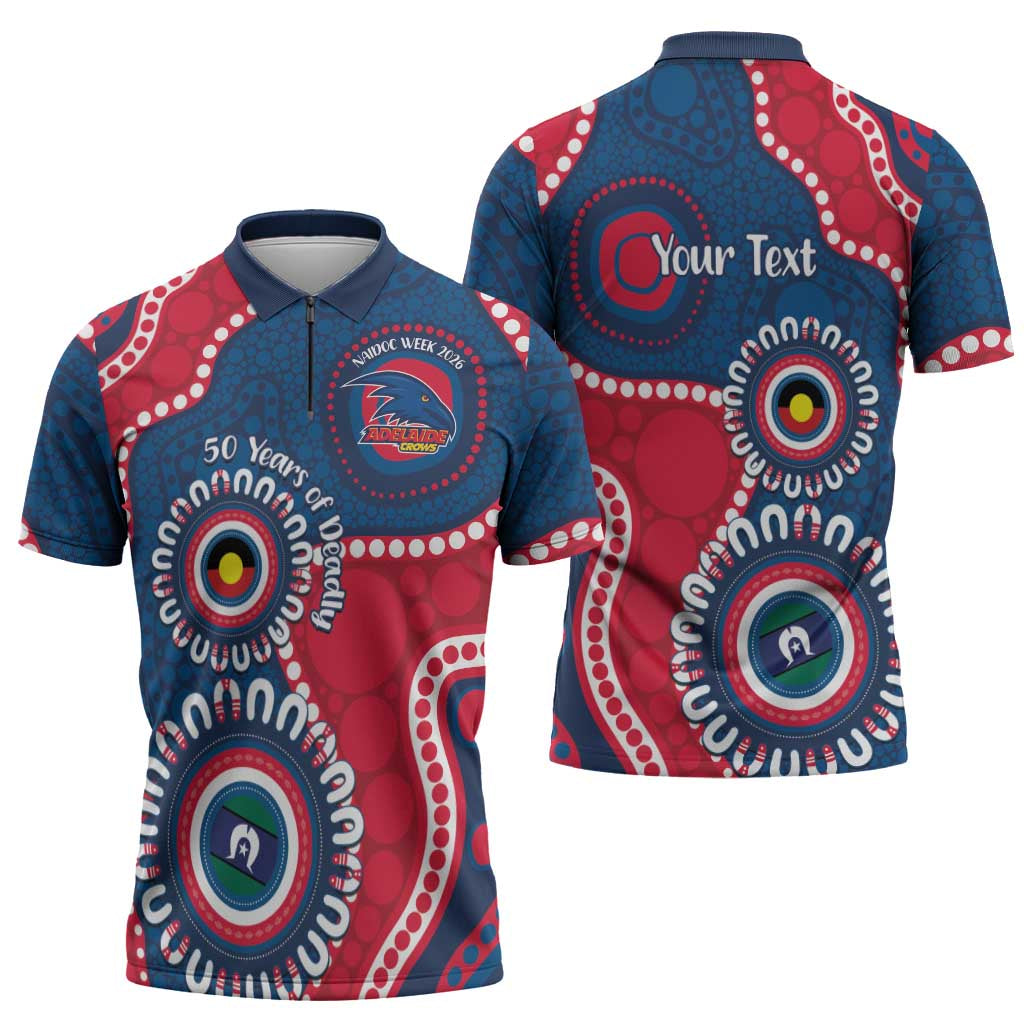 Adelaide Crows NAIDOC 2026 Personalised Zipper Polo Shirt 50 Years of Deadly Aboriginal Art
