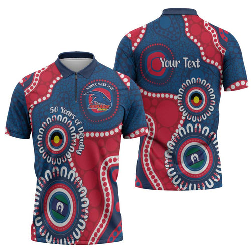Adelaide Crows NAIDOC 2026 Personalised Zipper Polo Shirt 50 Years of Deadly Aboriginal Art
