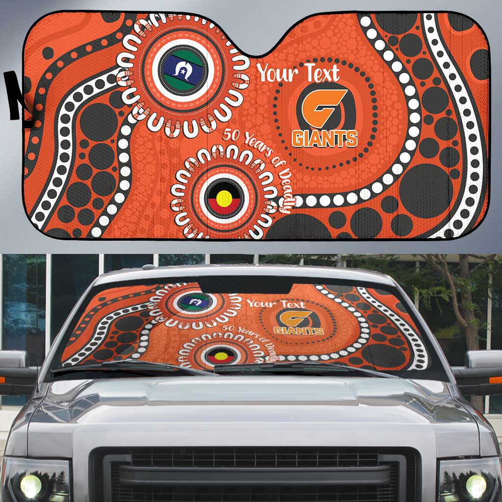 Giants NAIDOC 2026 Personalised Auto Sun Shade 50 Years of Deadly Aboriginal Art