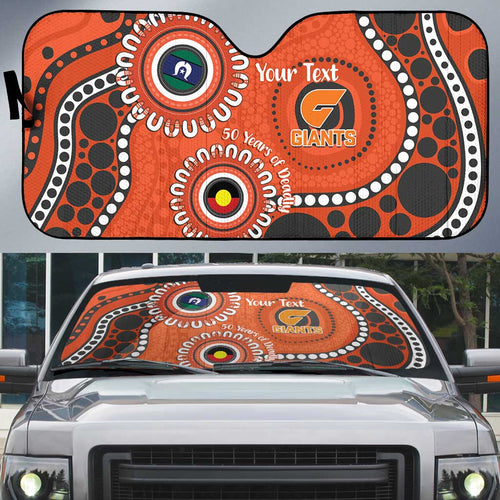 Giants NAIDOC 2026 Personalised Auto Sun Shade 50 Years of Deadly Aboriginal Art