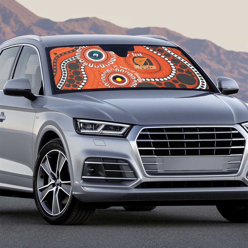 Giants NAIDOC 2026 Personalised Auto Sun Shade 50 Years of Deadly Aboriginal Art