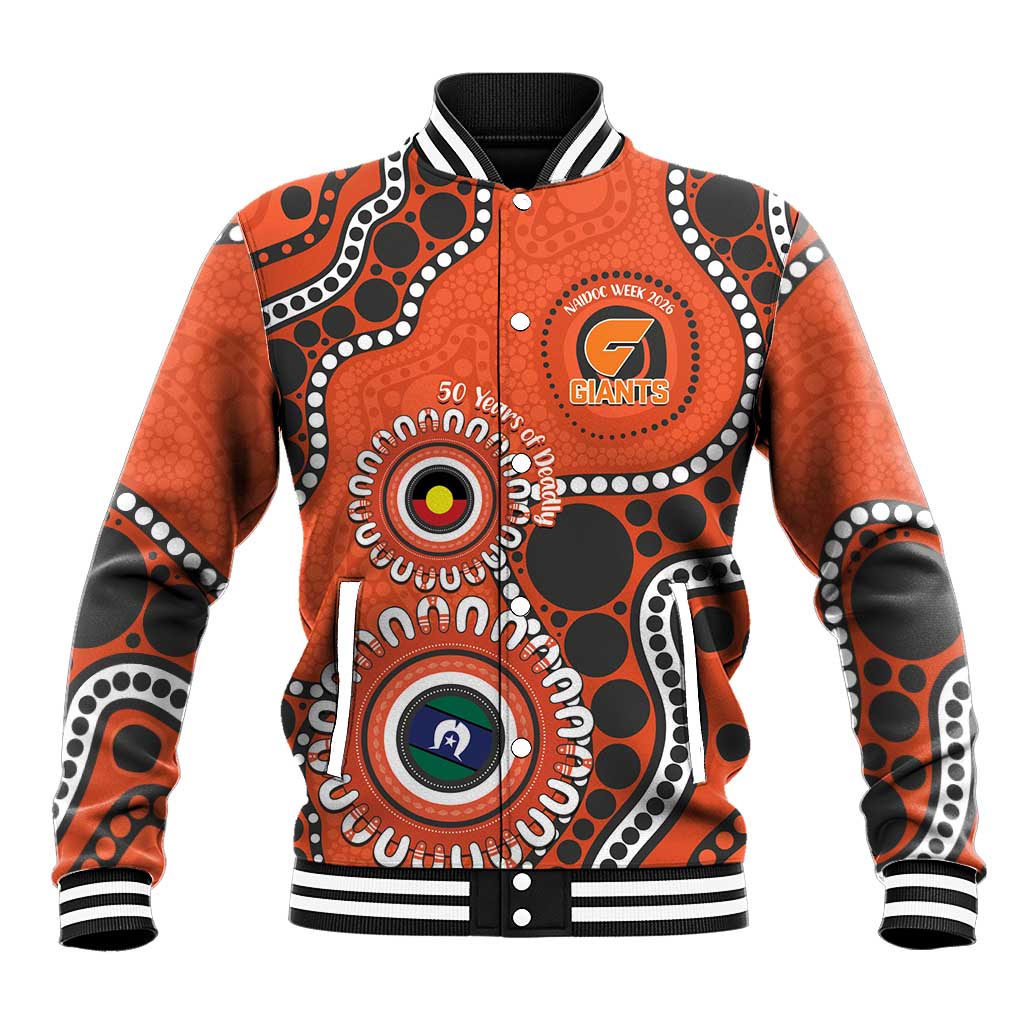 Giants NAIDOC 2026 Personalised Baseball Jacket 50 Years of Deadly Aboriginal Art