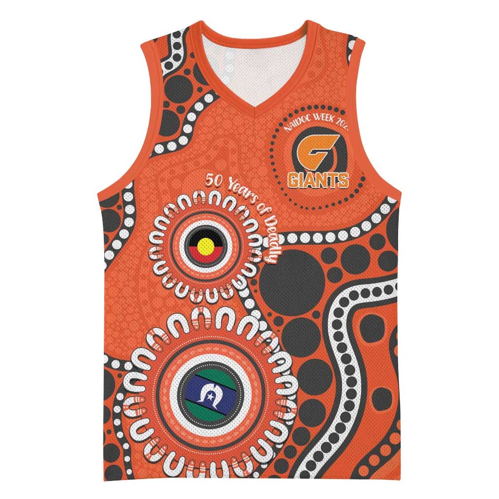Giants NAIDOC 2026 Personalised Basketball Jersey 50 Years of Deadly Aboriginal Art