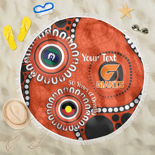 Giants NAIDOC 2026 Personalised Beach Blanket 50 Years of Deadly Aboriginal Art