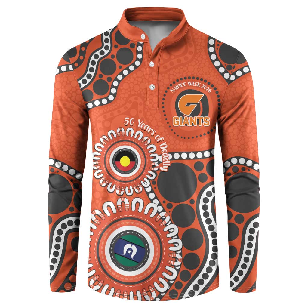Giants NAIDOC 2026 Personalised Button Sweatshirt 50 Years of Deadly Aboriginal Art