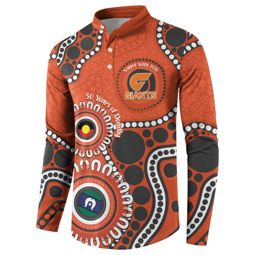 Giants NAIDOC 2026 Personalised Button Sweatshirt 50 Years of Deadly Aboriginal Art