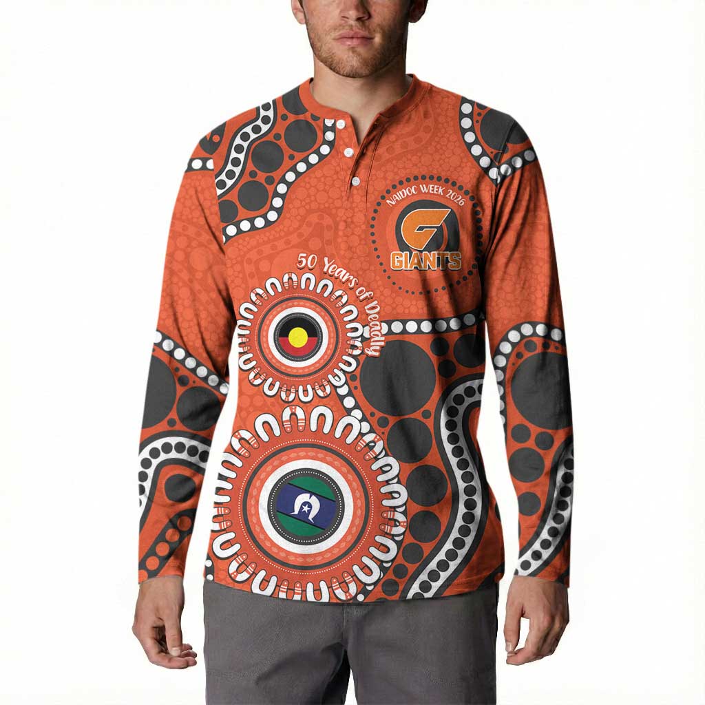 Giants NAIDOC 2026 Personalised Button Sweatshirt 50 Years of Deadly Aboriginal Art