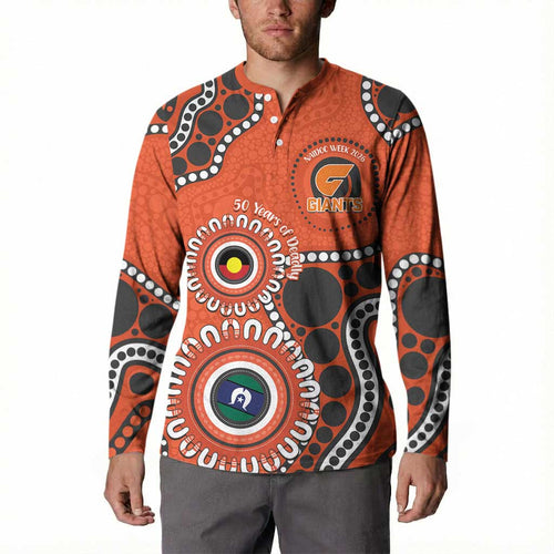 Giants NAIDOC 2026 Personalised Button Sweatshirt 50 Years of Deadly Aboriginal Art