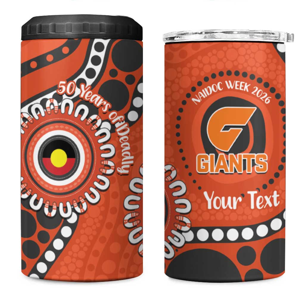 Giants NAIDOC 2026 Personalised 4 in 1 Can Cooler Tumbler 50 Years of Deadly Aboriginal Art