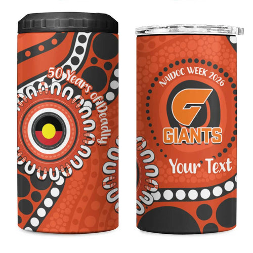 Giants NAIDOC 2026 Personalised 4 in 1 Can Cooler Tumbler 50 Years of Deadly Aboriginal Art