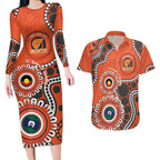 Giants NAIDOC 2026 Personalised Couples Matching Long Sleeve Bodycon Dress and Hawaiian Shirt 50 Years of Deadly Aboriginal Art