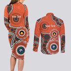 Giants NAIDOC 2026 Personalised Couples Matching Long Sleeve Bodycon Dress and Long Sleeve Button Shirt 50 Years of Deadly Aboriginal Art
