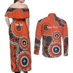 Giants NAIDOC 2026 Personalised Couples Matching Off Shoulder Maxi Dress and Long Sleeve Button Shirt 50 Years of Deadly Aboriginal Art