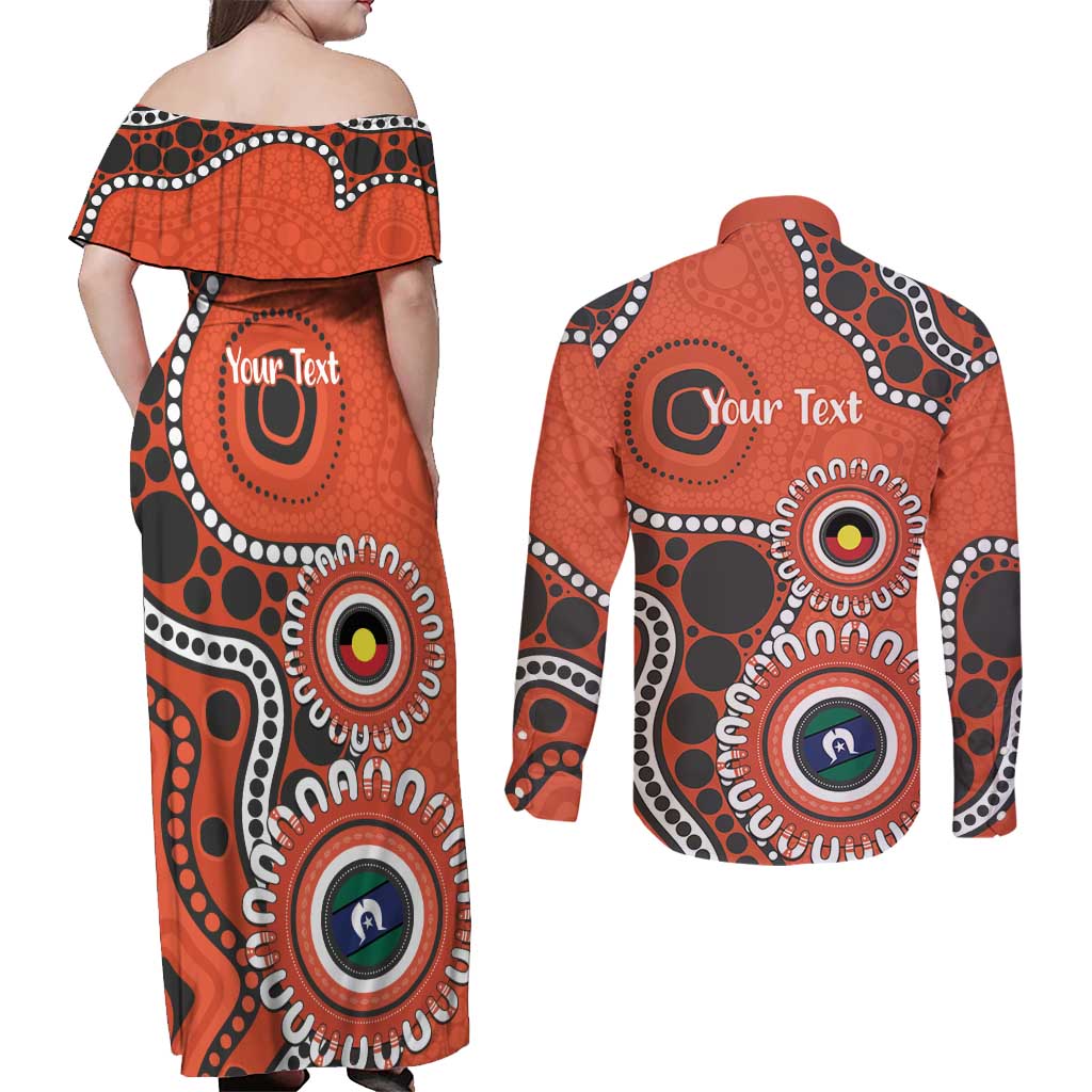 Giants NAIDOC 2026 Personalised Couples Matching Off Shoulder Maxi Dress and Long Sleeve Button Shirt 50 Years of Deadly Aboriginal Art