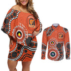 Giants NAIDOC 2026 Personalised Couples Matching Off Shoulder Short Dress and Long Sleeve Button Shirt 50 Years of Deadly Aboriginal Art
